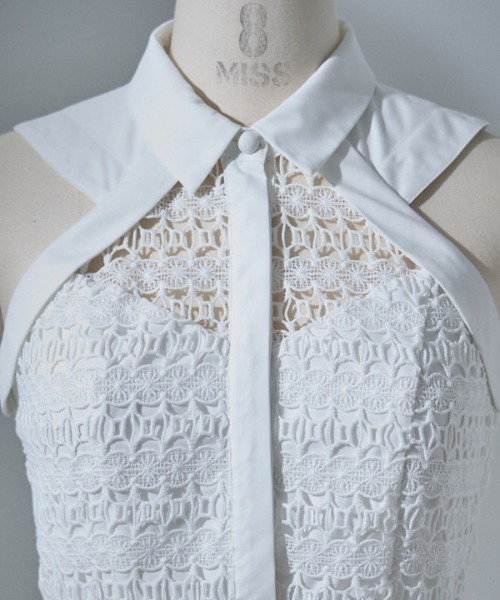 ERADIE(エラディエ)の「Border Chemical lace Shirt One piece ボーダーケミカルシャツワンピース(ワンピース・レディース・ホワイト/ブラック/ブルー系・FREE)」の20枚目の写真
