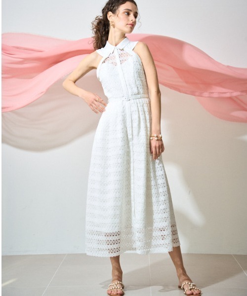 ERADIE(エラディエ)の「Border Chemical lace Shirt One piece ボーダーケミカルシャツワンピース(ワンピース・レディース・ホワイト/ブラック/ブルー系・FREE)」の8枚目の写真