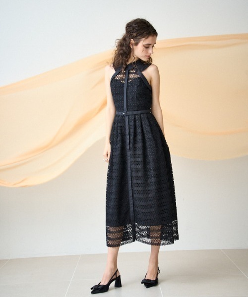 ERADIE(エラディエ)の「Border Chemical lace Shirt One piece ボーダーケミカルシャツワンピース(ワンピース・レディース・ホワイト/ブラック/ブルー系・FREE)」の11枚目の写真