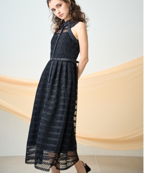 ERADIE(エラディエ)の「Border Chemical lace Shirt One piece ボーダーケミカルシャツワンピース(ワンピース・レディース・ホワイト/ブラック/ブルー系・FREE)」の10枚目の写真