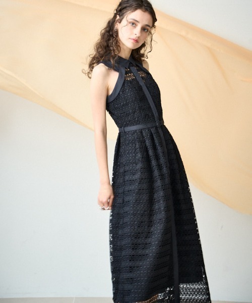 ERADIE(エラディエ)の「Border Chemical lace Shirt One piece ボーダーケミカルシャツワンピース(ワンピース・レディース・ホワイト/ブラック/ブルー系・FREE)」の15枚目の写真