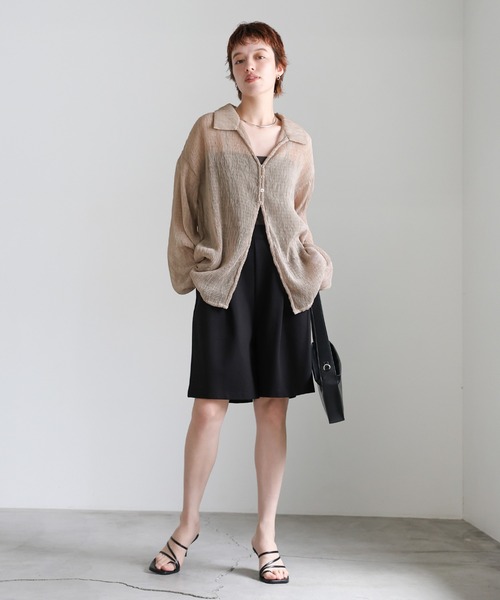 select MOCA（セレクトモカ）の「楊柳シフォンブラウス（シャツ/ブラウス・レディース・ブラック/グレイッシュベージュ/グリーン/オフホワイト/グレー・FREE）」の6枚目の写真