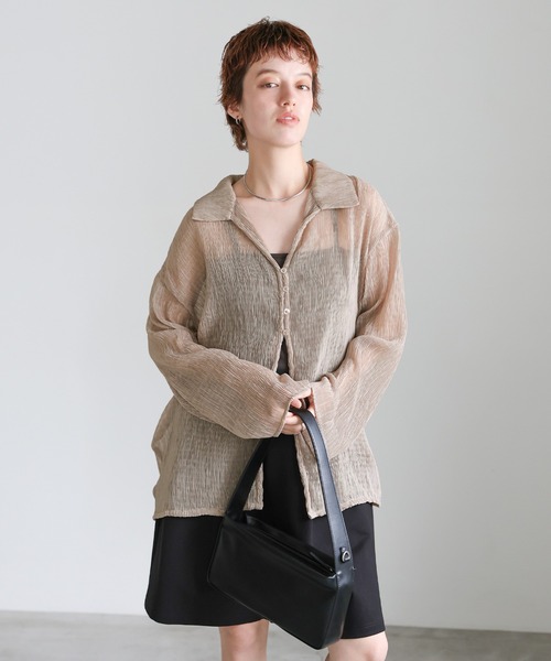 select MOCA（セレクトモカ）の「楊柳シフォンブラウス（シャツ/ブラウス・レディース・ブラック/グレイッシュベージュ/グリーン/オフホワイト/グレー・FREE）」の14枚目の写真