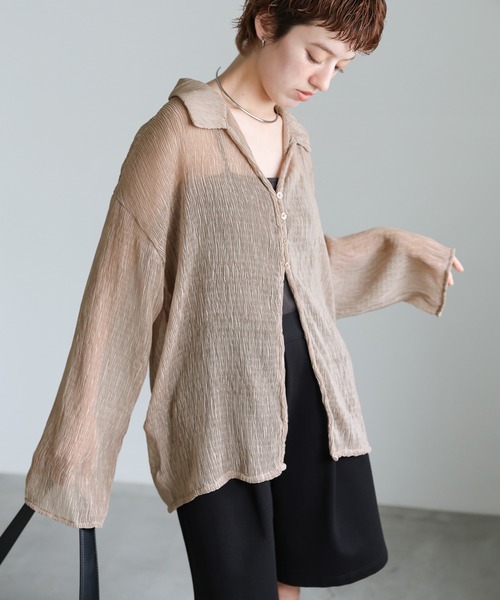 select MOCA（セレクトモカ）の「楊柳シフォンブラウス（シャツ/ブラウス・レディース・ブラック/グレイッシュベージュ/グリーン/オフホワイト/グレー・FREE）」の9枚目の写真