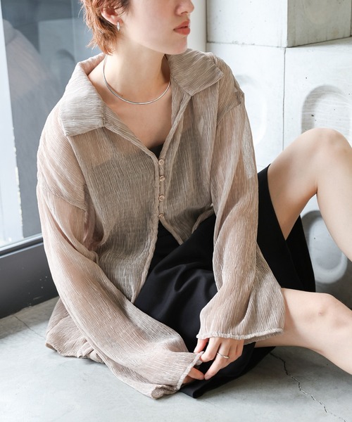 select MOCA（セレクトモカ）の「楊柳シフォンブラウス（シャツ/ブラウス・レディース・ブラック/グレイッシュベージュ/グリーン/オフホワイト/グレー・FREE）」の16枚目の写真