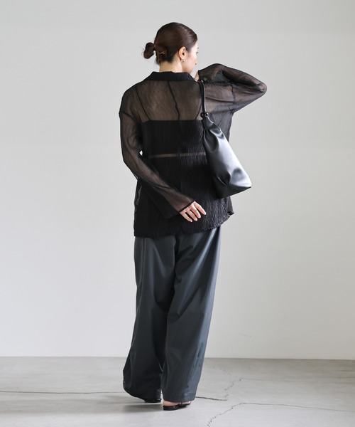 select MOCA（セレクトモカ）の「楊柳シフォンブラウス（シャツ/ブラウス・レディース・ブラック/グレイッシュベージュ/グリーン/オフホワイト/グレー・FREE）」の21枚目の写真