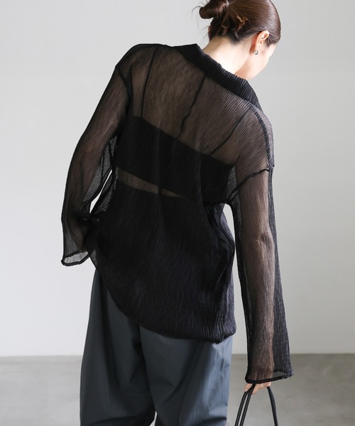 select MOCA（セレクトモカ）の「楊柳シフォンブラウス（シャツ/ブラウス・レディース・ブラック/グレイッシュベージュ/グリーン/オフホワイト/グレー・FREE）」の19枚目の写真