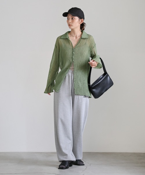 select MOCA（セレクトモカ）の「楊柳シフォンブラウス（シャツ/ブラウス・レディース・ブラック/グレイッシュベージュ/グリーン/オフホワイト/グレー・FREE）」の8枚目の写真