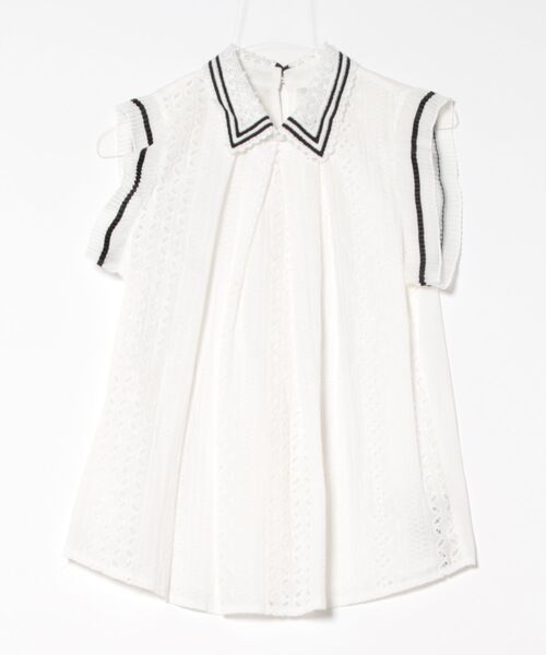 Cepica（セピカ）の「レース刺繍ノースリブラウス（シャツ/ブラウス・レディース・ブラック/ホワイト・FREE）」の5枚目の写真
