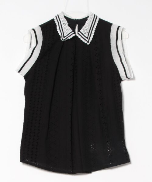 Cepica（セピカ）の「レース刺繍ノースリブラウス（シャツ/ブラウス・レディース・ブラック/ホワイト・FREE）」の4枚目の写真