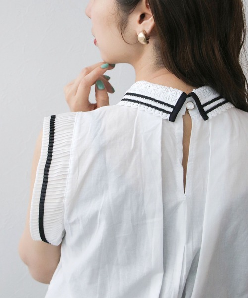 レース刺繍ノースリブラウス（シャツ/ブラウス）｜Cepica
