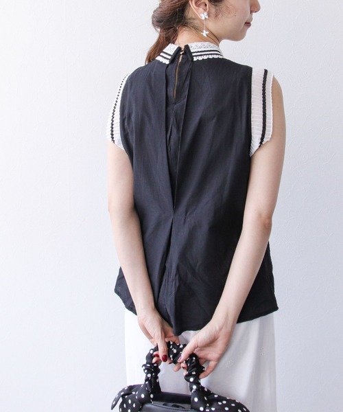 Cepica（セピカ）の「レース刺繍ノースリブラウス（シャツ/ブラウス・レディース・ブラック/ホワイト・FREE）」の18枚目の写真