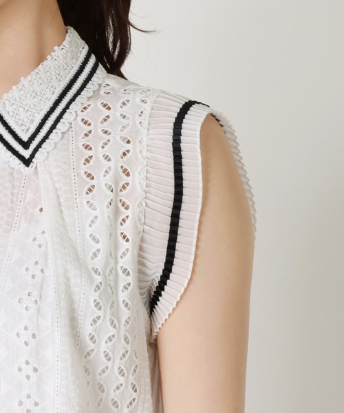 Cepica（セピカ）の「レース刺繍ノースリブラウス（シャツ/ブラウス・レディース・ブラック/ホワイト・FREE）」の9枚目の写真