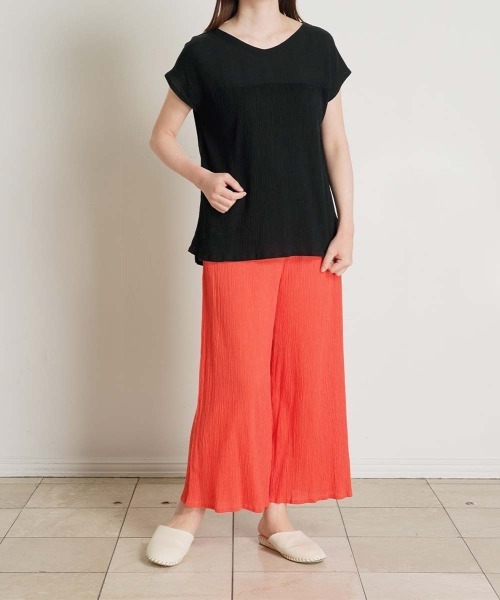 KID BLUE（キッドブルー）の「キッドブルー -２５サマークレープ -半袖トップス -KRBN373 -kidblue（Tシャツ/カットソー・レディース・レッド/ブラック・M）」の4枚目の写真
