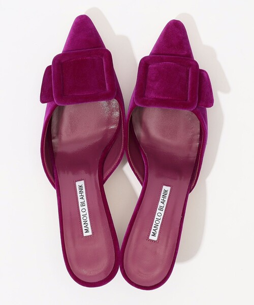 Manolo Blahnik♡ミュール ベルベット♡ MANOLO BLAHNIK Maysale 50 ベルベット ミュール バックル付き