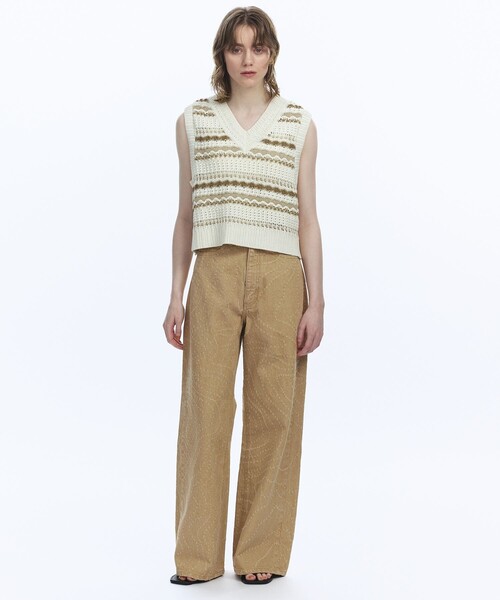 PUBLIC TOKYO（パブリックトウキョウ）の「コントアーラインデニム（デニムパンツ・レディース・ベージュ/ブルー・1/2）」の7枚目の写真