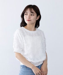 【MAGASIN DE MODE Chou Chou】フリンジジャカードプルオーバー サマーニット trc※