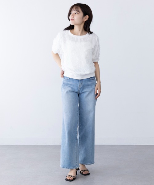 MAGASIN DE MODE Chou Chou(マガジンデモードシュシュ)の「【MAGASIN DE MODE Chou Chou】フリンジジャカードプルオーバー サマーニット trc※(Tシャツ/カットソー・レディース・ミント/オフホワイト/ブラック・FREE)」の6枚目の写真