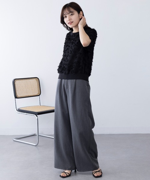 MAGASIN DE MODE Chou Chou(マガジンデモードシュシュ)の「【MAGASIN DE MODE Chou Chou】フリンジジャカードプルオーバー サマーニット trc※(Tシャツ/カットソー・レディース・ミント/オフホワイト/ブラック・FREE)」の8枚目の写真
