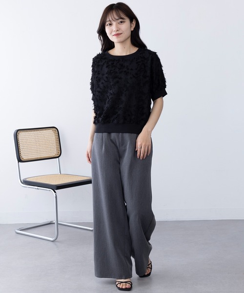 MAGASIN DE MODE Chou Chou(マガジンデモードシュシュ)の「【MAGASIN DE MODE Chou Chou】フリンジジャカードプルオーバー サマーニット trc※(Tシャツ/カットソー・レディース・ミント/オフホワイト/ブラック・FREE)」の9枚目の写真