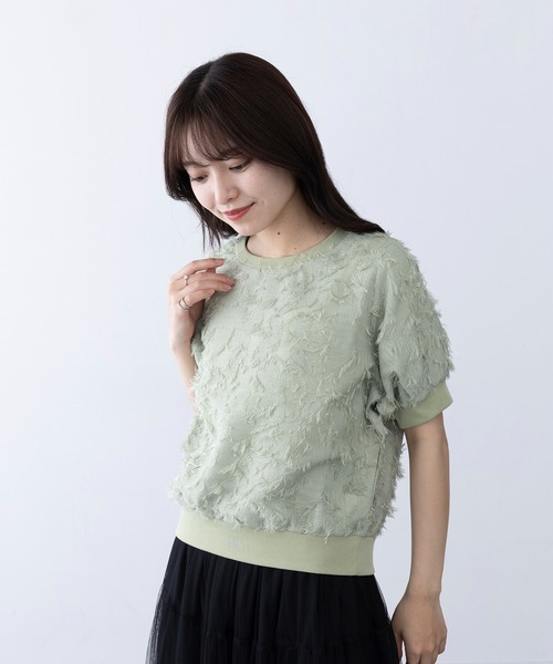 MAGASIN DE MODE Chou Chou(マガジンデモードシュシュ)の「【MAGASIN DE MODE Chou Chou】フリンジジャカードプルオーバー サマーニット trc※(Tシャツ/カットソー・レディース・ミント/オフホワイト/ブラック・FREE)」の11枚目の写真