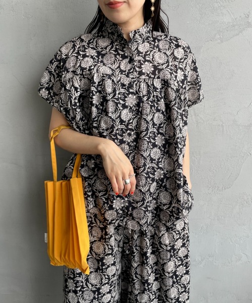 SOIL花柄フレンチスリーブシャツ SOIL(ファッション) ブラウス シャツ 「SOIL/ソイル」 コットン