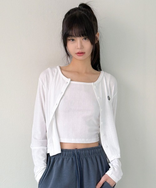 muahmuah(ムーアムーア)の「A'GEM/9 × .kom 『muah muah/ムーアムーア』SLIM FIT LOGO SLEEVELESS/スリムフィット ロゴスリーブレス(タンクトップ・レディース・ホワイト/ピンク/ブラック・FREE)」の10枚目の写真