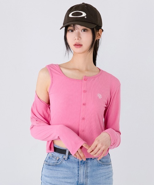 muahmuah(ムーアムーア)の「A'GEM/9 × .kom 『muah muah/ムーアムーア』SLIM FIT LOGO SLEEVELESS/スリムフィット ロゴスリーブレス(タンクトップ・レディース・ホワイト/ピンク/ブラック・FREE)」の15枚目の写真