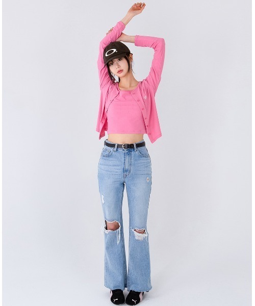 muahmuah(ムーアムーア)の「A'GEM/9 × .kom 『muah muah/ムーアムーア』SLIM FIT LOGO SLEEVELESS/スリムフィット ロゴスリーブレス(タンクトップ・レディース・ホワイト/ピンク/ブラック・FREE)」の18枚目の写真