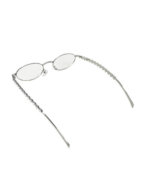 Never mind the XU / Chikashitsu+（ネバーマインド ザ エックスユー / チカシツプラス）の「【nmtc+】heart cubic eyeglasses / 【エヌエムティーシープラス】ハートキュービックアイグラスメガネ（メガネ・レディース・シルバー・ONE SIZE）」の9枚目の写真