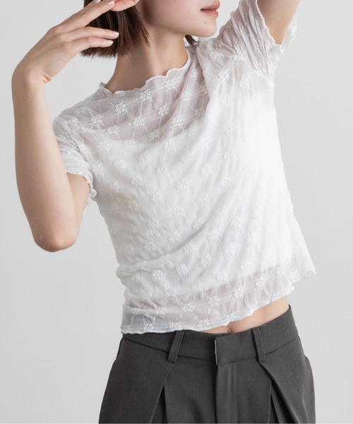 花柄シアートップス（Tシャツ/カットソー）｜Lunea（ルネア）の