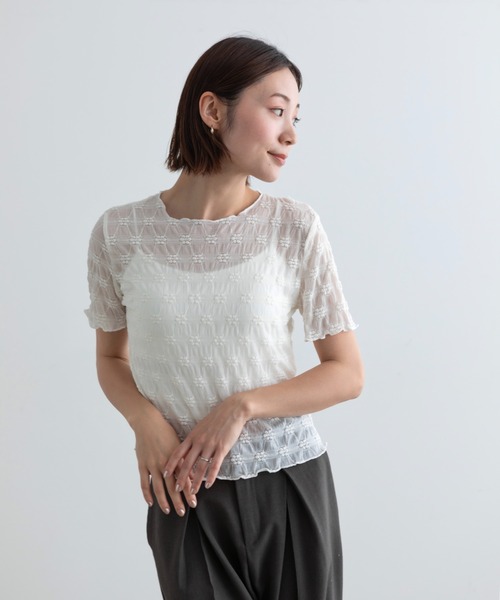 花柄シアートップス（Tシャツ/カットソー）｜Lunea（ルネア）の