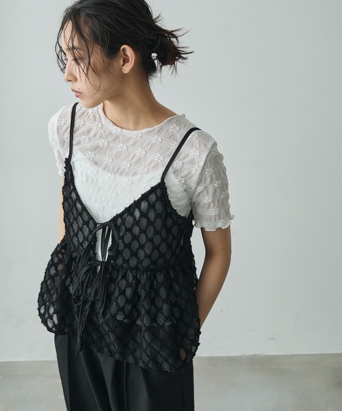 シアートップス　花柄 花柄シアートップス（Tシャツ/カットソー）｜Lunea（ルネア）の