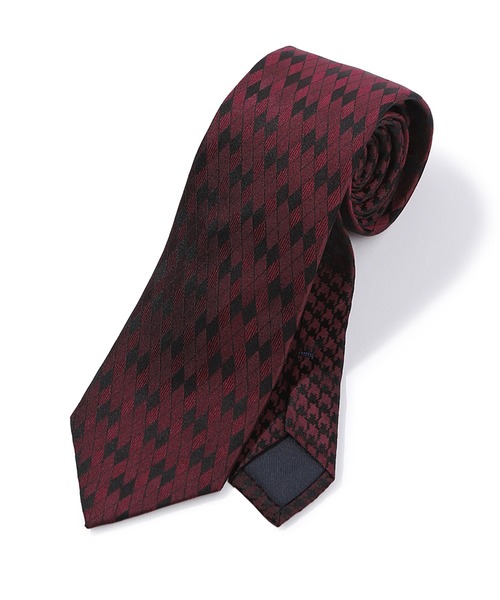 MEN'S BIGI（メンズビギ）の「変形アーガイル×シャドー千鳥柄シルクネクタイ（ネクタイ・メンズ・ボルドー/ネイビー/シルバー・FREE）」の3枚目の写真