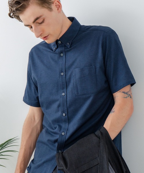 LB/S (エルビーエス)の「【Blue Standard:ブルースタンダード】吸水速乾 イージーケア ピンポイント消臭 アルティマニットシャツ(シャツ/ブラウス・メンズ・ホワイト/ネイビー/グレー/インディゴブルー/ダークネイビー・MEDIUM/LARGE/X-LARGE)」の4枚目の写真