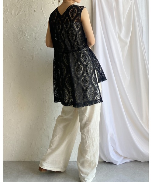 She's Closet（シーズクローゼット）の「ロング丈ノースリーブラッセルレースジレブラウス（シャツ/ブラウス・レディース・アイボリー/ブラック・FREE）」の20枚目の写真
