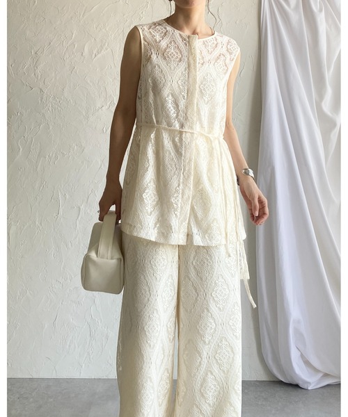 She's Closet（シーズクローゼット）の「ロング丈ノースリーブラッセルレースジレブラウス（シャツ/ブラウス・レディース・アイボリー/ブラック・FREE）」の21枚目の写真