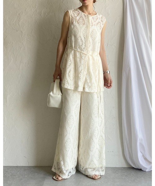 She's Closet（シーズクローゼット）の「ロング丈ノースリーブラッセルレースジレブラウス（シャツ/ブラウス・レディース・アイボリー/ブラック・FREE）」の22枚目の写真