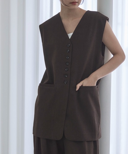 feepur（フェピュール）の「【セットアップ可】コンフォートツイードハンサムベスト（ベスト・レディース・ブラウン/アイボリー/グレー・MEDIUM）」の18枚目の写真
