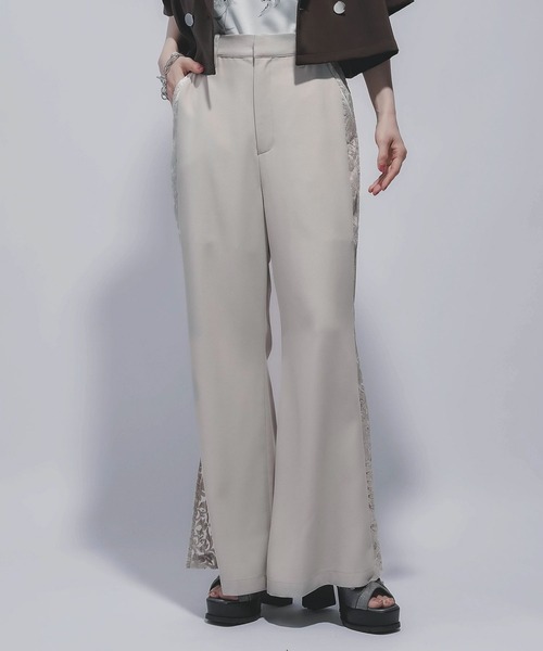 HARE（ハレ）の「ヴィンテージシシュウフレアパンツ(HARE)（その他パンツ・レディース・ブラック/オフホワイト・FREE）」の4枚目の写真