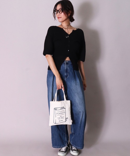 PEANUTS（ピーナッツ）の「(ACT)【PEANUTS】スヌーピー 刺繍 キャンバス ミニ トートバッグ（トートバッグ・レディース・アイボリー系1/アイボリー系2/アイボリー系3・ONE SIZE）」の8枚目の写真