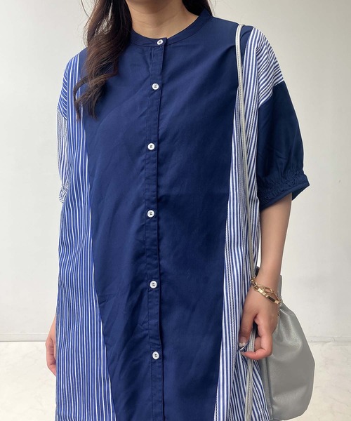 セール】○袖口シャーリング まぜワンピース（ワンピース）｜AS