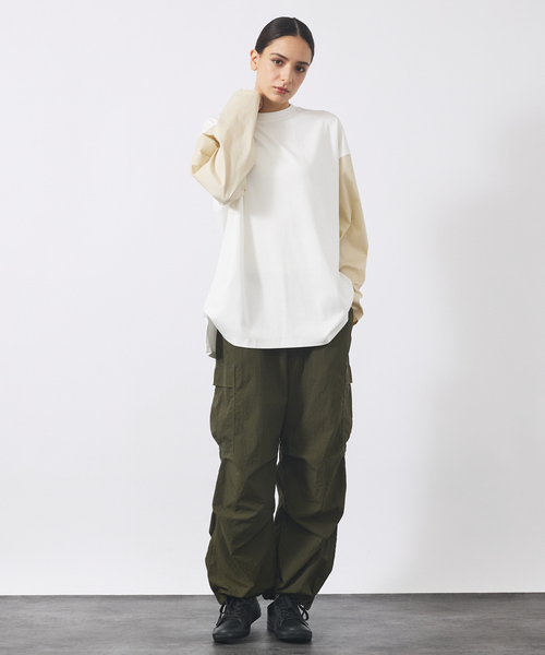 FORTUNA HOMME（フォルトゥナオム）の「【FORTUNA / フォルトゥナ】スリーブドッキング ロンT（Tシャツ/カットソー・メンズ・ブラック/アイボリー・L/M）」の6枚目の写真