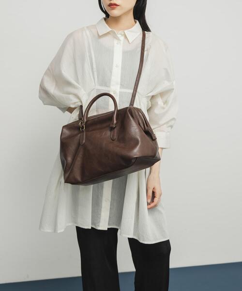 KBF（ケイビーエフ）の「ガマグチボストンBAG（ボストンバッグ・レディース・ダークブラウン/ブラック・ONE）」の6枚目の写真