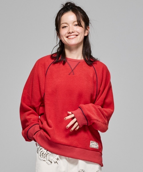 KRIFF MAYER Lady's Collection（クリフメイヤーレディースコレクション）の「【軽い･暖かい･柔らかい】ブークレドルマンクルー（スウェット・レディース・レッド/ブラウン/サンドベージュ/ブラック/カラフル・LARGE/MEDIUM）」の4枚目の写真