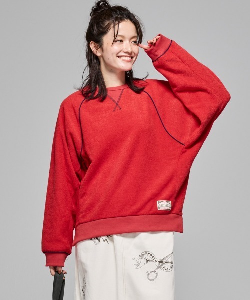 KRIFF MAYER Lady's Collection（クリフメイヤーレディースコレクション）の「【軽い･暖かい･柔らかい】ブークレドルマンクルー（スウェット・レディース・レッド/ブラウン/サンドベージュ/ブラック/カラフル・LARGE/MEDIUM）」の7枚目の写真