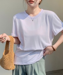 ラウンドネックミドル丈Tシャツ