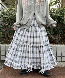 WC | オンブレチェックティアードロングスカート(スカート)
