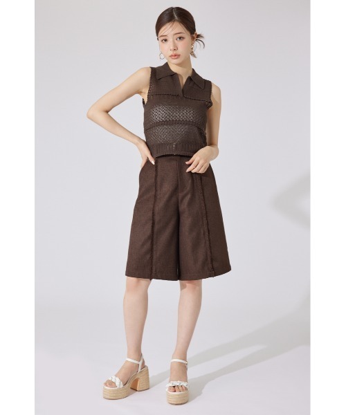 rienda(リエンダ)の「【AKB48 千葉恵里さん着用】スキッパークロシェニットトップス 夏服 サマーニット ノースリーブトップス(ニット/セーター・レディース・ブラウン/アイボリー/ライトイエロー・FREE)」の20枚目の写真