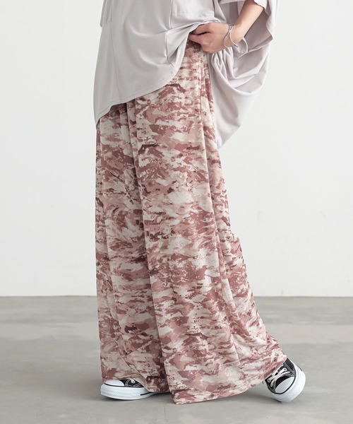 n'OrLABEL(ノアールレーベル)の「ニュアンス柄メッシュレイヤードパンツ(その他パンツ・レディース・グレー/モカ・2/1)」の1枚目の写真